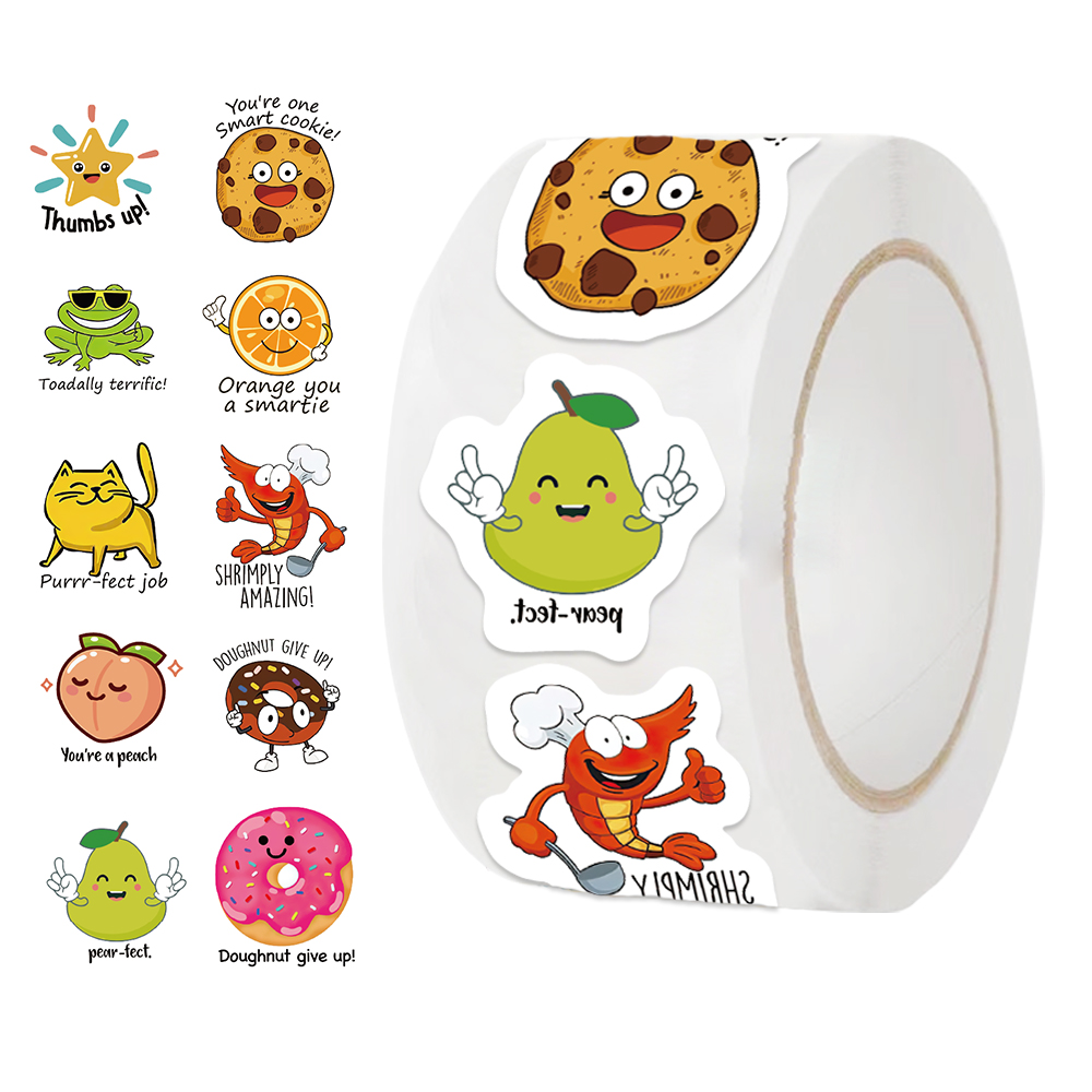 Kids Education Motivation - 500Pcs/Roll Kawaii Sticker Student Studeert Bonusstickers