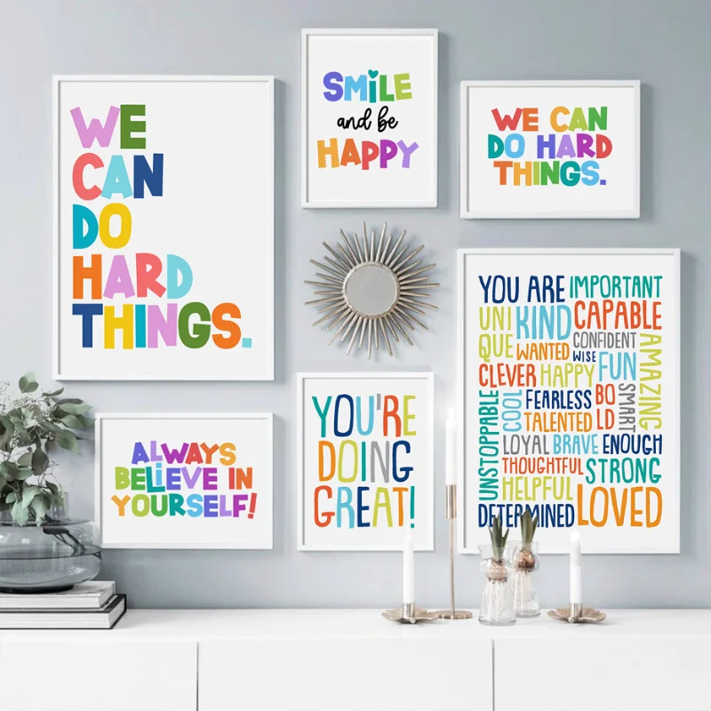 Kids Education Motivation - Positieve kinderkamer wandafbeelding inspirerende poster educatie