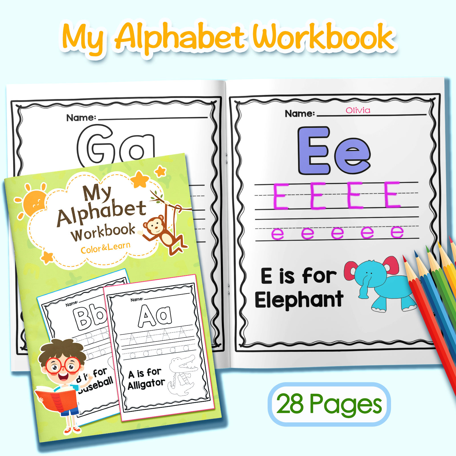 Kleurboek met alfabetwoorden e - Kids Education Activities recensie en prijs